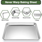 Baking Sheet Tray Cooling Rack with Silicone Baking Mat Set, Stainless Steel Cookie Pan For Oven, Set of 9 (3 Sheets + 3 Racks + 3 Mats), Warp Resistant & Heavy Duty & Easy Clean, Red