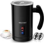 Secura Electric Milk Frother, Automatic Milk Steamer Warm or Cold Foam Maker for Coffee, Cappuccino, Latte, Stainless Steel Milk Warmer with Strix Temperature Controls (Black)
