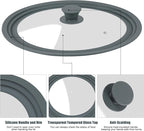 Universal Lid for Pots, Pans, and Skillets - Silicone Replacement Pan Lid - Tempered Glass Pot Lid Cover for Frying Pans, Cast Iron, CrockPot (10-11-12 inch)