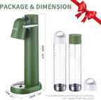 Sparkling Water Maker | Soda Beverage Machine | Soda Streaming Seltzer & Carbonator | 2x1L BPA Free Bottles | Compatible Srew-in 60L CO2 (NOT Included) | Green