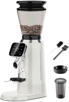 Tuni G2 Conical Burr Coffee Grinder, 70 Grind Settings Anti-static Burr Mill, Precision Electronic Timer and LED Touchscreen for Espresso/Drip/Cold Brew/French Press, Stainless Steel, Ivory