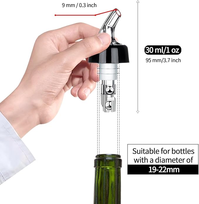 Measure Pourer Drinks Wine Cocktail Beverages Dispenser,Automatic Measured Bottle Pourer Spout,Quick Shot Spirit,Ideal Cocktail Home Bar Tools 1oz/30ml Yellow 20 Pack