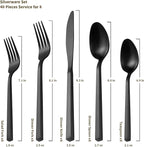 Alata Cube Matte Black 40-Piece Flatware Set, Forged Cutlery Set, Service for 8, Stainless Steel Tableware with Square Handle for Home/Restaurant, Dishwasher Safe