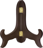 uxcell 6" Easel Plate Holder, Wooden Folding Display Stand Brown for Decorative Picture Frame