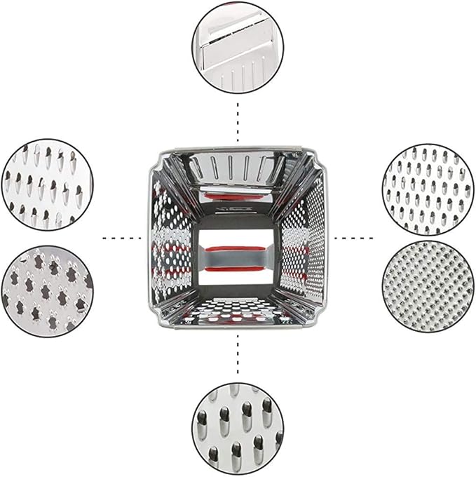 Stainless Steel Multi Purpose Slicer and Grater (Peeler, Masher, Grater, Cutter, Miller, Squeezer) for Vegetables - 4 Sided Multi Function