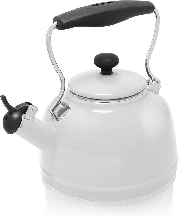 Chantal Tea Kettle, Vintage Series, Enamel on Steel, Whistling (White)