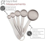 husMait Stainless Steel Measuring Spoons - 5 Piece Heavy Duty Measuring Spoon Set for Dry Food, Spices or Liquids