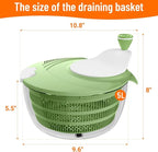 HomeHacks Salad Spinner Large Lettuce Spinner, Large Fruit Cleaner with Double Drainage Holes, 5 Chopping Blades, High Efficiency for Kitchen Washing & Drying Leafy Vegetables, Easy Press (Green)