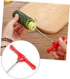 Manual Vegetable Spiral Knife & Carving Tool-Stainless Steel Screw Slicer for Carrots - Cucumbers, Zucchini, Potatoes, Apples, Salad Chopper & Fruit Corer Spiralizer (6.5 inches, Red)