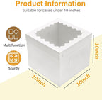 10pcs Tall Cake Boxes,10x10x10 Bakery Boxes for Tier Cakes with Window, 10 Inch Large Baking Boxes,10x10 Square Cardboard Cake Box,Cake Decorating Supplies for Gift Giving