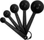Stainless Steel Measuring Spoons Set of 5, Metal Measuring Cups for Liquid/Food/Kitchen/Baking (Black)