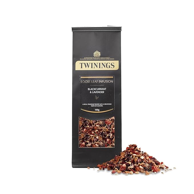 Twinings Blackcurrant & Lavender Loose Leaf Infusion Herbal Tea, 3.53 Ounce (100g) Pouch, Naturally Caffeine-Free, Enjoy Hot or Iced