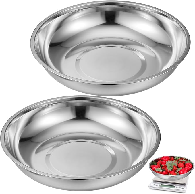 STOBAZA Electronic Scale Tray Stainless Steel Weighing Dish 10.07X10.07X2.08In Food Scale Plate for Jewelry Lab Powder Liquid Accurate Measurement
