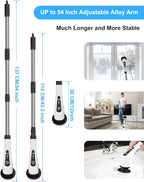 Leebein Electric Spin Scrubber, Cordless Cleaning Brush with 8 Replaceable Brush Heads, Tub and Floor Tile 360 Power Scrubber Dual Speed with Adjustable & Detachable Handle for Bathroom Kitchen Car