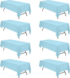 BRILLMAX 8 Pack Light Blue Tablecloths for 8 Foot Rectangle Tables 60 x 126 Inch - 8ft Rectangular Bulk Linen Polyester Fabric Washable Cloth Cover for Wedding Reception Banquet Birthday Party