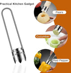 Red Bell Pepper Seed Corer & Jalapeno Corer Tool - 304 Stainless Steel, Apple Pineapple Vegetable Corer, Easy Core Remover with Anti-Slip Handle ﻿