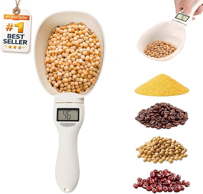 Digital Measuring Spoon Scale, Electronic Food Scoop with Conversion, Kitchen Adjustable Smart Weighing Cup for Home Cat Dog Pet, Cooking Tool Baking Gadgets in Grams with Lcd Screen(#A-1pc)