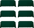 BRILLMAX 6 Pack Hunter Green Tablecloths for 8 Foot Rectangle Tables 90 x 156 Inch - 8ft Rectangular Bulk Linen Polyester Fabric Washable Cloth Cover for Wedding Reception Banquet Birthday Party