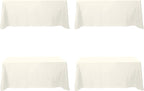 BRILLMAX 4 Pack Ivory Tablecloths for 6 Foot Rectangle Tables 90 x 132 Inch - 6ft Rectangular Bulk Linen Polyester Fabric Washable Cloth Cover for Wedding Reception Banquet Birthday Party