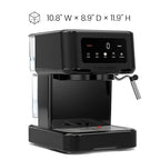 Chefman CraftBrew Espresso Machine, 15-Bar Pump Digital Espresso Maker w/Steam Wand for Latte & Cappuccino, Compact Espresso Coffee Machine w/ 1.5L Removable Water Reservoir - Stainless Black