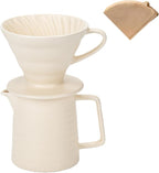 Pour Over Coffee Maker,Ceramic Coffee Maker With 40 pcs Paper Filter，15oz/450ml Pour Over Coffee Dripper (White, V02)