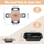 Loaf Pan with Liners Set: 2-Pack Nonstick 9 x 5 Inch Bread Pan and Loaf Liners for Homemade Oven Baking - Rectangular Baking Tray for Kitchen Home Baker Make Sourdough Banana Sandwich Bread