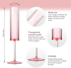 100 PCS Pink Champagne Flutes Plastic 5.4 OZ Clear Acrylic Champagne Flutes Sparkling Wine Glasses Wedding Table Decorations Reusable For Valentines Toasting Engagement Party Supplies