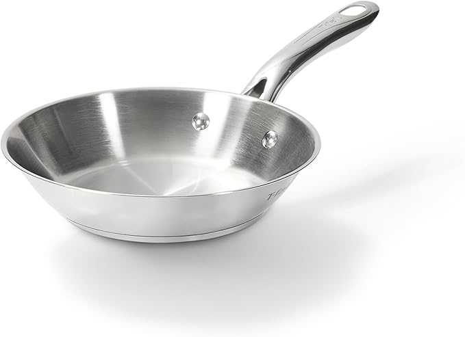 T-Fal Gourmet Stainless Steel Fry Pan 8.5 Inch Induction Compatible Skillet Pan, Fast and Even Heating, Oven Safe to 500F, Professional Grade Cookware for Home Chefs