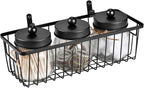 SheeChung Farmhouse Decor Metal Wire Bathroom Storage Organizer Basket Bins - for Cabinets, Shelves, Closets, Vanity Countertops, Under Sinks, Pantry, Laundry Room, Garage - Small, 2 Pack (Black)