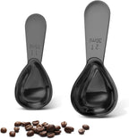 Safring Stainless steel coffee scoop 2-piece set (1 tbsp, 2 tbsp) durable Tablespoon, ergonomic measuring spoon, Suitable for small and large jars，short-handled spoon (Black)