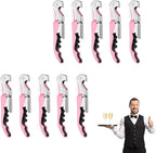 Waiter Corkscrew, Corkscrew Wine Opener Stainless Steel, Wine Bottle Opener Wine Key for Restaurant Waiters Bartenders Sommelier (Pink/10PCS)