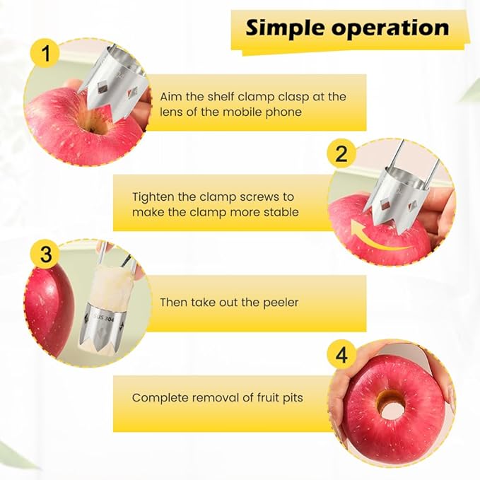 Red Bell Pepper Corer,Fruit and Vegetable Core Remover Tool,Stainless Steel Fruit Core Remover,Kitchen Gadget for Vegetable Fruit Corer,with 2 Hooks & 2 Brushes,Easy to Use
