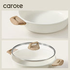 CAROTE Nonstick Stock Pot with Lid Soup Pot, 4 Quart with Lid, Casserole Super Easy to Clean Non Stick Cooking Pot Cookware PFOA Free, White Granite