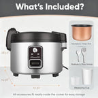 15L/15.8Quart (84 cups cooked rice) Extra Large Commercial Rice Cooker & Food Warmer Auto Keep Warm Electric rice cooker with One-Touch Operation for 60-70 people