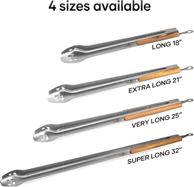 Fire Pit Tongs 32-inch Super Long for Loading Wood,BBQ with Extended Luxurious Acacia Handle for Fire Pits, Fire Rings,Campfires, and Fireplaces, Outdoor or Indoor ﻿