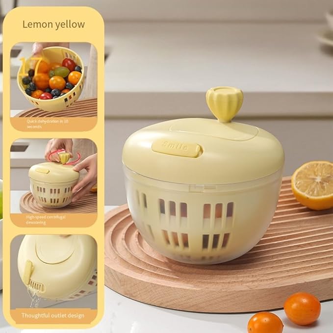 Simple Operation Salad Spinner for Efficiently Washing Your Favorite Vegetables (yellow)