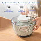 Electric Salad Spinner,4.5L Type-C Rechargeable Lettuce Spinner Automatic Salad Rotator Lettuce Washer and Spinner Dryer for Salad Greens, Lettuce, Fruits and Vegetables (White)