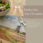 Art-Inspired Washable PVC Placemats Set of 6, Heat-Resistant Non-Slip Table Mats for Kitchen Dining Table Decor (Tulip Fields in Holland)