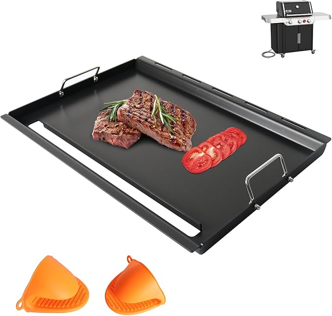 Genesis 300 Griddle Insert for Weber Genesis E310 S310 S320 E320 S330 EP320 EP310 EP330 CEP-310 Grill Parts, 7524 Carbon Steel Full-Size Flat Top Griddle Plate for Weber 7528 Grates