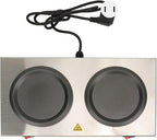 Commercial Double Coffee Warmer, Dual Decanter Warmer Plate Coffee Pot Warmer Stainless Steel Portable Standard Decanter Warmer for Cafe Break Room (US Plug 110V)