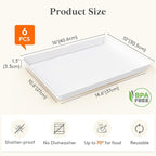 Lifewit Serving Tray for Party Supplies, Reusable Serving Platter for Catering, Snack, Fruit, Charcuterie, Appetizer, Plastic Food Trays, Hosting Essentials, BPA Free, 6 Pcs, Extra Large(16" x 12")