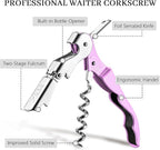 HYZ 2-Pack Wine Opener Waiter Corkscrew, Professional Wine Key for Servers, Bartender with Foil Cutter, Manual Wine Bottle Opener Double Hinged (Light Purple)