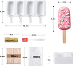 Juome Cake Pop Mold Kit, 2 Pack 8 Cavities Cakesicle Molds Silicone with 100 Wooden Sticks & 100 Packaging Bags with Ties, Cake Pop Maker Supplies Accessories, Baking Tools for Home Baking Desserts