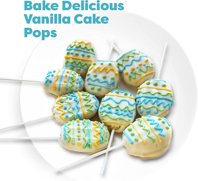 Baketivity Vanilla Cake Pops Making Kit for Kids - DIY Baking Set with Pre-Measured Ingredients - Party Supply Kit for Children Ages 6 and Up - Best Gift Idea for Boys and Girls