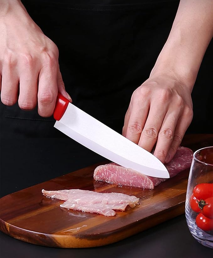 Ceramic Knife Set of 5,Sharp Ceramic Knife with Sheath,Steak Knife,Red Kitchen Knives With Anti-Slip handle,Includes 6" Chef Knife,5" Utility Knife,4" Vegetable Knife,3" Paring Knife,1''Fruit Peeler