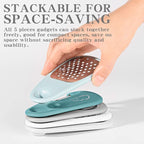 Kitchen Gadgets Set 5 Pieces, Stackable Cooking Tools Space Saving for Small Kitchen, Accessories for RV Camper Inside Dishwasher Safe (Blue)
