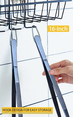 JETKONG 2 Pcs 16-Inch Heavy Duty Cooking Tweezers Extra Long Stainless Steel Kitchen Tweezers Large Plating Tongs (Navy Blue)