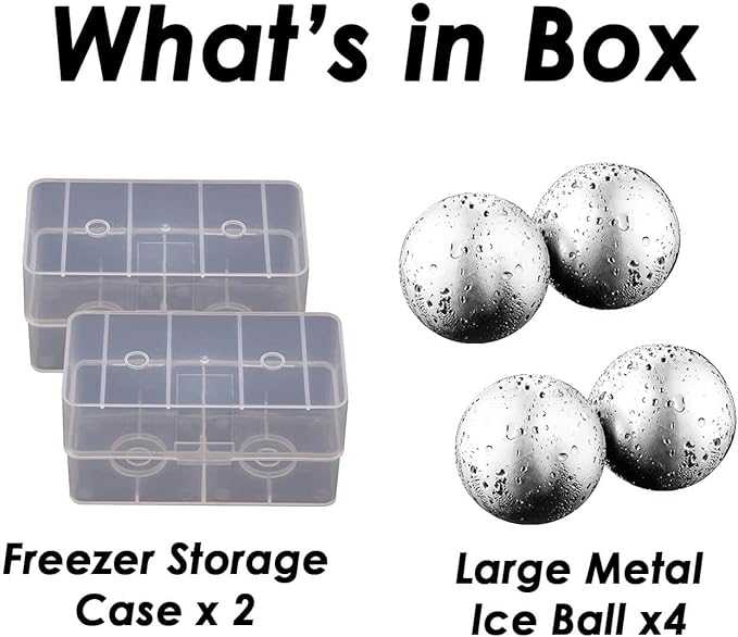 Whiskey Stone Gifts Set, Reusable Metal Ice Cubes, XL Large Stainless Steel Whiskey Stone, Refreezable Ice Ball Set with Storage Case, Unique Christmas Bourbon Gifts, Ice Rocks Wine Chiller