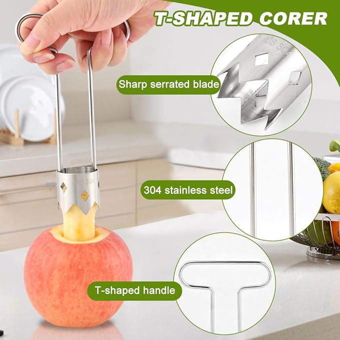 Pepper Corer Remover, Fruit Vegetable Stem Remover for Pepper Pear Tomato, Multifunctional Peppers Corer Practical Kitchen Gadget for Removing Vegetable Cores (COLOR:silver)