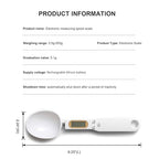 Digital Spoon Scale for Food, 500g/0.1g Precision, USB Rechargeable, LCD Display, Compact Kitchen Scale for Cooking & Baking